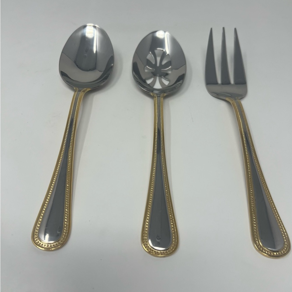 Wallace Flatware Royal Gold Bead 18/8  Serving Set 3  Pieces